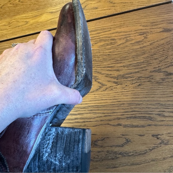 BED STU Burgundy Distressed Harness ‎ Boot Strap Heel Cobbler Series Western - Picture 11 of 11